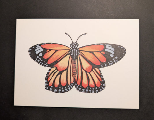 Monarch butterfly art print on a black background