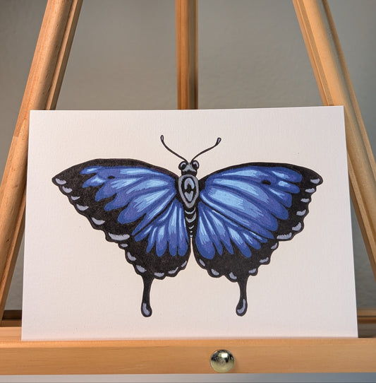 Print of a blue butterfly